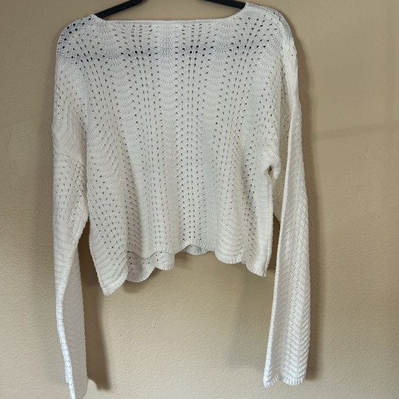 Open Knit Y2K Boho Pullover White Sweater - Picture 4 of 4